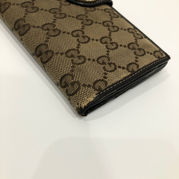 Gucci Brown GG Canvas Heart Plate Long Wallet Sku#84585 (Gently used) - Picture 7 of 16